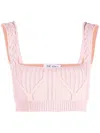 Attico Miles Ribbed-knit Cropped Top In Pink