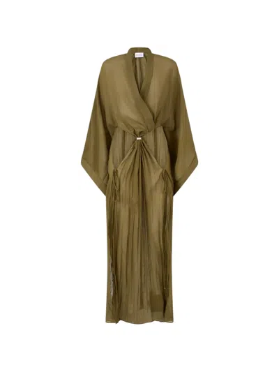 Attico Military Green Maxi Dress In Brown