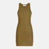 Attico Military Green Mini Dress With Rhinestones In Brown