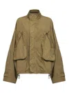 Attico Military Green Overdyed Canvas Bomber Jacket In Green