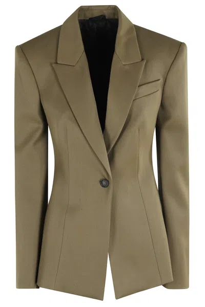 Attico Military Green Tailored Blazer With Classic Lapel