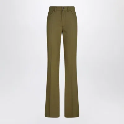 ATTICO MILITARY GREEN WOOL GABARDINE TROUSERS