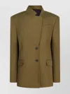 Attico Green Jacket With Asymmetric Closure On The Front In Green