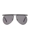 Attico Mina Sunglasses Curved Tips In Black & Grey