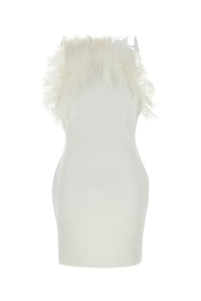 ATTICO THE ATTICO WHITE STRETCH CADY MINI DRESS