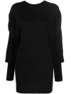 Attico Gathered-sleeve Detail Dress In Black