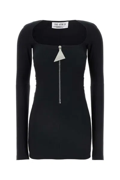 Attico Mini Logo Dress In Black