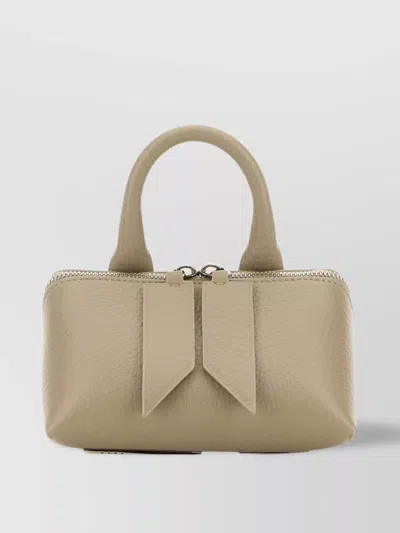Attico Mini Bow Detail Textured Leather Top Handle Bag