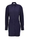 Attico Tailored Mini Chemisier Dress With Button Closure In Blue