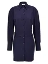 Attico Tailored Mini Chemisier Dress With Button Closure In Blue