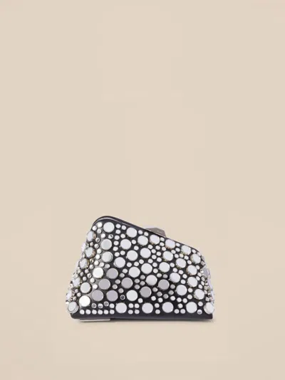 Attico Mini Midnight Mirrored Studs Leather Clutch With Shoulder Strap In Multi