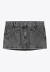 Attico Gray High-waisted Slim Fit Denim Mini Skirt