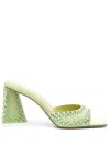 Attico Rhinestone-covered Block Heel Mules In Green