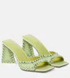 Attico Rhinestone-covered Block Heel Mules In Green