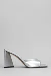 Attico Devon Metallic Platform Open Square Toe Mules In Silver