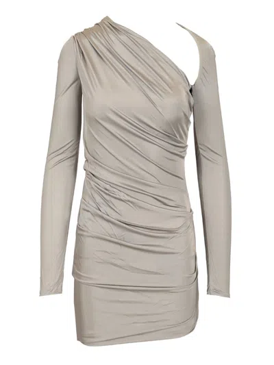 Attico Mini Draped Dress Satin Jersey Dresses Grey