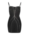 Attico Black Sablè Crystal Hotfix Bustier Minidress In Black
