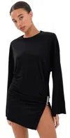 Attico Mini Dress With Distinctive Curling Detail And Logo In Black