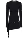 Attico Studded Asymmetric Convertible Dress In Black