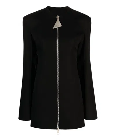 Attico Zip-up Virgin Wool Minidress In Black