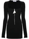 Attico Mini Dress With Deep V-neck In Black