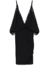 Attico Lace Trim Draped Detail Knee Length Dress In Black  