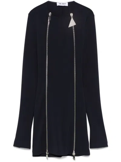 Attico Double-zip Mini Dress In Blue