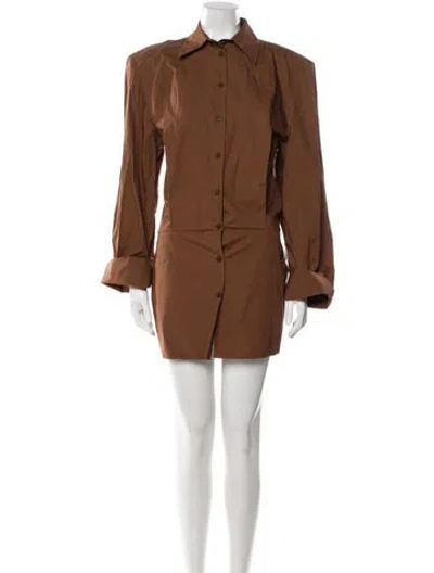 Pre-owned Attico Mini Dress In Brown