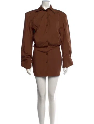 Pre-owned Attico Mini Dress In Brown