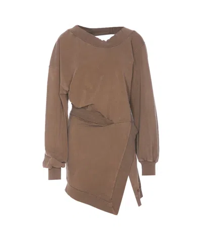 Attico Mini Dress In Brown