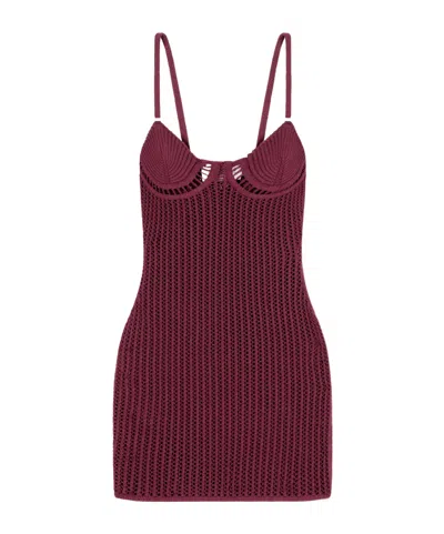 Attico Mini Dress In Burgundy
