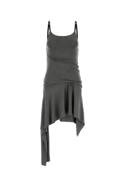 Attico Mini Dress In Darkgreymelange