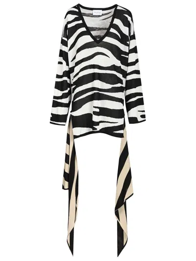 Attico Graphic Mini Dress Zebra Jacquard Tie Waist In Multi