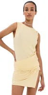 Attico Mini Dress Dusty Yellow In Dusty Yellow