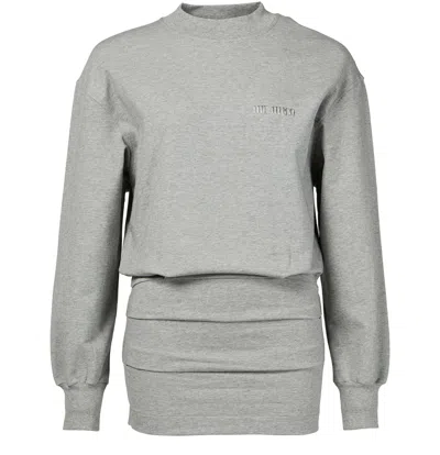 Attico Cotton Jersey Mini Dress In Gray