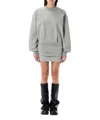 Attico Grey Crewneck Mini Dress With Logo Lettering On The Front And Tight Skirt In Gray