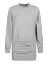 Attico Grey Crewneck Mini Dress With Logo Lettering On The Front And Tight Skirt In Grey