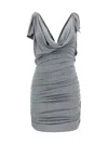 Attico Draped Jersey Minidress In Grey
