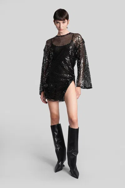 ATTICO MINI DRESS IN BLACK POLYESTER