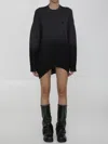 Attico Mini Dress In Wool And Cashmere In Dark Purple