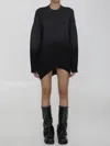 Attico Mini Dress In Wool And Cashmere In Grey