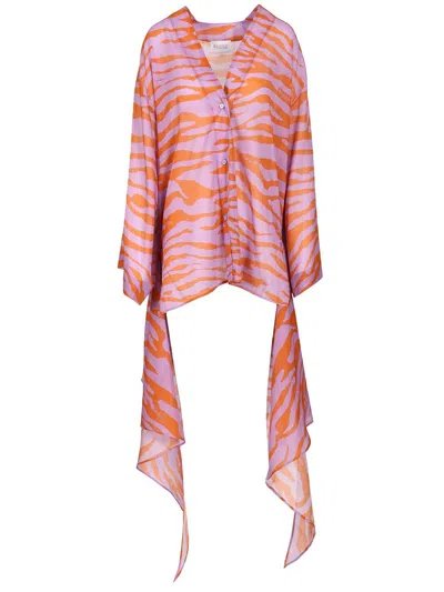 Attico Long-sleeved Wrap Dress In Purple