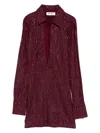 Attico Embellished Collared Dress In Red