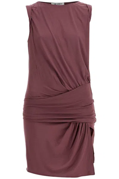 Attico Women's Mini Dress Slim Con Scollo Ampio In Mauve Scuro In Viscosa In Purple