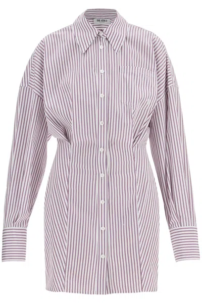 Attico Mini Dress Striped Cotton In Pink