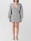Attico Mini Dress V Neck With Elasticated Waist