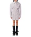 Attico White And Purple Striped Mini Shirt Dress In White
