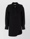 Attico Mini Dress With Long Sleeves And Asymmetrical Hem In Black