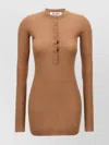 Attico Mini Dress With Ribbed Texture And Button Detailing