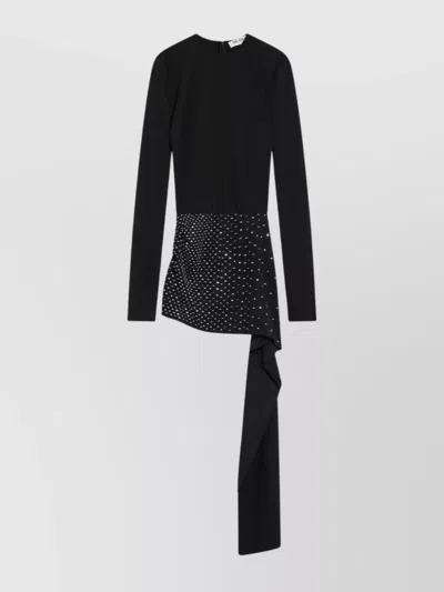 ATTICO MINI DRESS WITH THERMOSTRASS STUDS AND ASYMMETRIC HEM